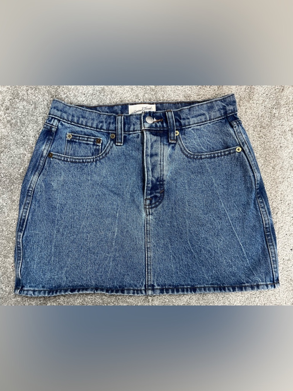 Universal Thread Blue Denim Mini Sz 4/R Five-pocket Jeans Skirt Belt loops #E